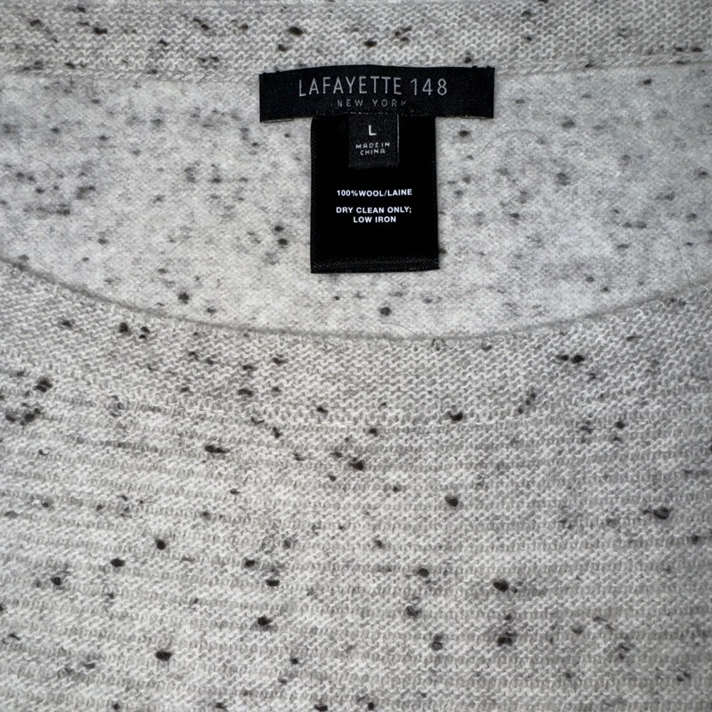 Lafayette 148 Large Wool Poncho Gray Black Specks Classic Minimalist - Picture 2 of 6